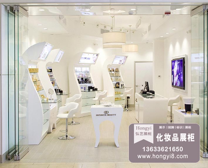 白色烤漆化妝品展示柜